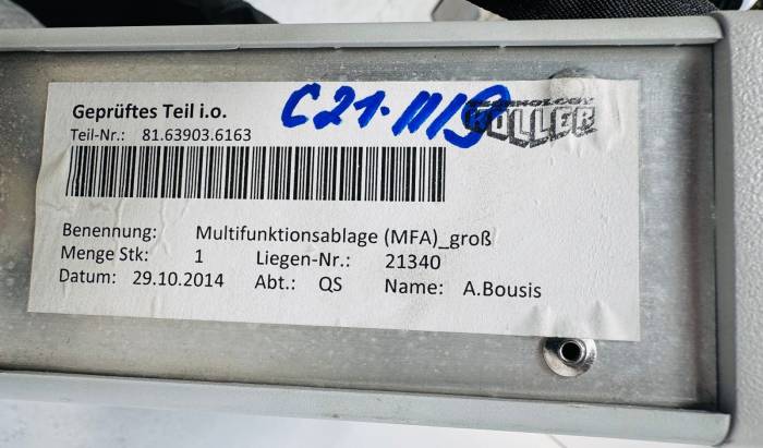 MAN TGX Upper Bunk Hammock Tray 81.63903-6163 81639036163 Used view 5