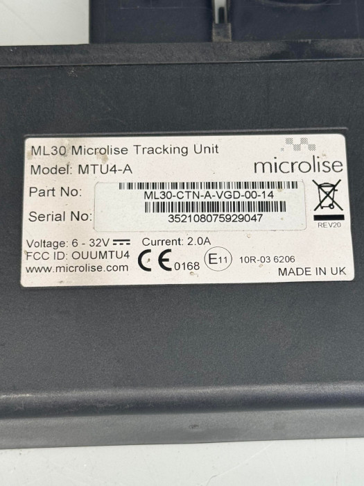 Microlise ML30 MTU4-A Tracking Unit ML30-CTN-A-VGD-00-14 OEM Used
