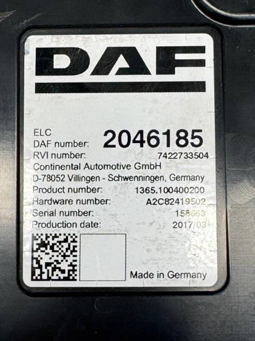DAF XF/CF/LF Euro 6 ELC Lighting Control ECU 2046185 2141287 Continental Used view 5