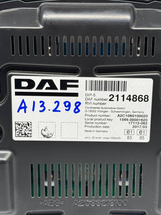DAF XF/CF Euro 6 Instrument Panel Cluster 2114868 2122920 A2C1060100020 VDO Used view 6